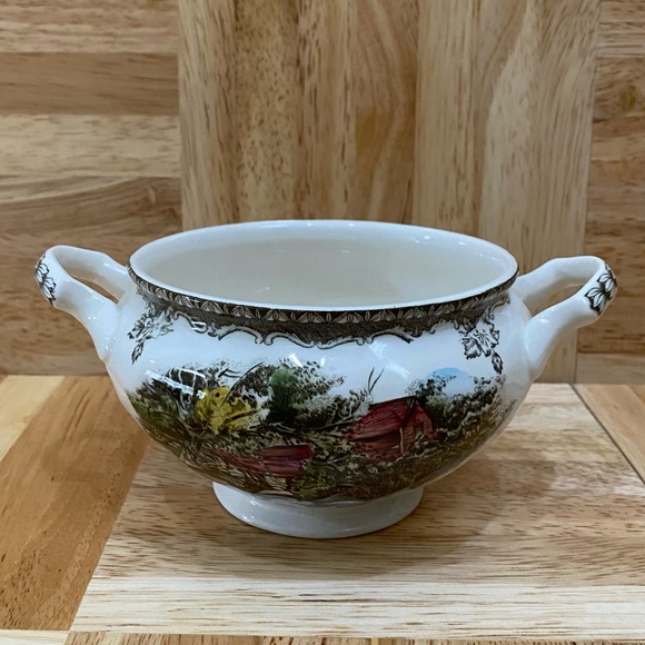 Vintage Johnson Bros The Friendly Village Sugar Bowl (No Lid) & Creamer Set - Picture 4 of 14